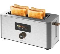 Cecotec Vertikaler Toaster 2 Extra lange Schlitze Touch&Toast Extra Double. 1500 W, 4 Brotscheiben, Extra Breite Schlitze 3,5 cm, Touchscreen un digitales Rad, Edelstahl-Finish