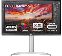 LG Electronics 27UP85NP-W 4K UHD 27 collu (68 cm), 3840 x 2160, 16:9, VESA DisplayHDR™ 400, AMD FreeSync™, IPS ar DCI-P3 95%, 5ms GtG — balts un melns