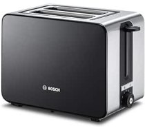Bosch Kompakt Toaster ComfortLine TAT7203, integrators Edelstahl-Brötchenaufsatz, ar Abschaltautomatik, ar Auftaufunkn, perfekts für 2 Scheiben Toast, breit, 1050 W, Edelstahl / schwarz ANEB06WGXJY74T