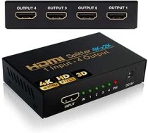 HDMI sadalītājs 1 in 4 Out HDMI Verteiler audio sadalītājs 4K HDMI kopētājs HDCP/UHD/1080P@30Hz 3D 4K@30Hz für/Compatibal ar Xbox/PS4/PS3/Google Chromecast/AppleTV/Blu-Ray/HDTV/Sky Box Fire Stick/ DVD ANEB078YS5VWST