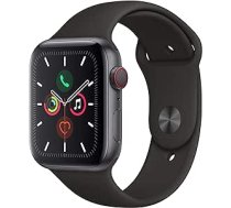 Apple Watch Series 5 (GPS, 44 mm) — Aluminiumgehäuse Space Grau mit Sportarmband Schwarz (Generalüberholt)