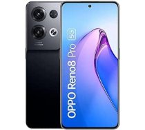 OPPO Reno8 Pro viedtālrunis, MediaTek Dimensity 8100-MAX 5G 6,7 collu 120Hz AMOLED ekrāns, 50MP + 82 aizmugurējā kamera, 32 priekšējā kamera, RAM GB ROM 256 4500mAh 80W Supervooc, stiklots melns