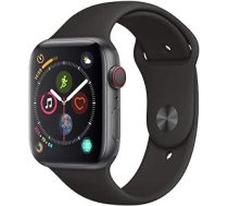 Apple Watch Series 4 44 mm (GPS + Cellular) — alumīnija korpuss, kosmosa pelēka, melna sporta siksniņa (atjaunota) ANEB07PC3MGFST