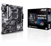 ASUS Prime B550M-A spēļu mātesplates ligzda AM4 (mikro ATX, Ryzen, PCIe 4.0, 2x M.2, 1 Gbit/s-Ethernet, SATA 6 Gbit/s, USB 3.2 Gen 2 Type-A, atbalsts Aura Sync RGB galvenei ) ANEB089HDHVV6T