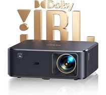Projektors Iebūvēts TV sargspraudnis ar NFC un automātisko fokusu, Dolby audio/skaņa no JBL LED projektora, WiFi6 Bluetooth projektors, YABER 800 ANSI Lumens 1080P Full HD projektors 4K mājas kinozāles video projektors