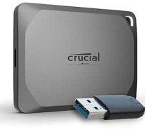 Crucial X9 Pro 1TB pārnēsājams SSD ar USB-A adapteri — lasīšanas/rakstīšanas ātrums līdz 1050 MB/s — PC un Mac, ar Mylio Photos+, USB-C 3.2 ārējais cietvielu disks — CT1000X9PROSSD902 ANEB0CJK8KGWHT