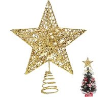 KEYIDO zelta mini zvaigzne Ziemassvētku eglītes virsotne Ziemassvētku eglītei Metāla Ziemassvētku eglīšu zvaigzne Ziemassvētku rotājumiem, rotājumi Platums 12 cm/4,7 collas
