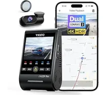 VIOFO A229 Pro 4K + 2K Dual STARVIS 2, HDR priekšējā aizmugurējā paneļa kamera, balss vadība un 5 GHz Wi-Fi WiFi automašīnas kamera, īpaši precīza GPS ar CPL filtru, Super Night Vision 2.0, balss izvade, līdz 512 GB maks.