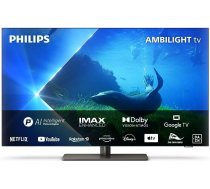 Philips 4K OLED Ambilight televizors|OLED808/12|164 cm (65 zolli)|UHD 4K|120Hz|P5 AI Perfect Picture Engine|HDR10+|Viedais TV|Dolby Atmos|40 W Lautsprecher|TV-Ständer|Prime|Netflix|YouTube|Google Asistents|Alexa| ANEB0C69WB3HWT