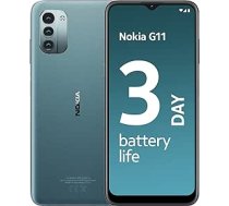 Nokia G11 6,5 collu HD+ viedtālrunis ar operētājsistēmu Android 11, 90 Hz atsvaidzes intensitāte, savietojams ar 18 W ātru uzlādi, 3 GB RAM/32 GB ROM, 5050 mAh, 13 MP trīskāršā kamera, divas SIM kartes, leduszils