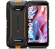 DOOGEE S41T [2023] Izturīgs viedtālrunis, 8 GB + 64 GB neiznīcināms tālrunis, TF 1 TB, 6300 mAh Android 13 tālrunis, 13 MP trīskāršā kamera, 5,5 collu HD+, NFC/GPS/IP68/IP69K oranžs