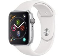 Apple Watch Series 4 44 mm (GPS) — Aluminiumgehäuse Silber Weiß Sportarmband (Generalüberholt) ANEB07R6TXYFST