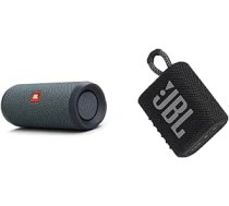 JBL Flip Essential 2 Bluetooth Box Black & GO 3 Small — ūdensizturīgs, pārnēsājams skaļrunis lietošanai ceļā — līdz pat 5 stundām atskaņošanas laiks ar vienu akumulatora uzlādi (1 iepakojumā) ANEB0BRPSQLD3T