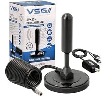 VSG® augstas veiktspējas DVB-T2 antena / AVK25 Plus / cietais alumīnija kodols maksimālai signāla kvalitātei / DVB-T2 un DVBT2-HD / digitālā gatavība / magnētiskā bāze un 5 m kabelis / visām DVB-T2 ierīcēm / melns