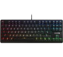 Cherry G80-3000N RGB TKL, MX RED klusie slēdži, starptautiskais izkārtojums, QWERTY tastatūra, vadu spēļu tastatūra, apgaismots, melns