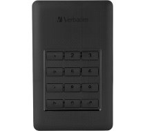 Verbatim Store 'n' Go Secure Portable I 1TB I Black I Ārējais cietais disks ar koda piekļuvi I USB 3.1 GEN 1 I Ārējais cietais disks I operētājsistēmai Windows un MacOSX I Portatīvais cietais disks I USB cietais disks