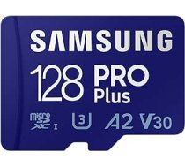 Samsung PRO Plus MB-MD128KB/WW 128GB UHS-I U3 Full HD un 4K UHD 160MB/s Lasīšana 120MB/s rakstīšanas atmiņas karte viedtālrunim, dronam vai darbības kamerai — iekļauts USB karšu lasītājs ANE55B09D3MNRGHT