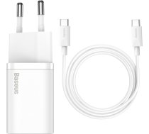 Si 25W 3A ātrs sienas lādētājs ar 1m baltu USB-C kabeli