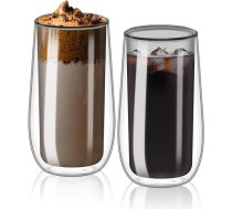 CEROBEAR dubultsienas kafijas glāzes krūzes 2x250 ml karstiem aukstiem dzērieniem, ledus kafijai, kapučīno, latte, espresso glāzēm, kafijai, tējai, pienam, sulai, karstumizturīgām stikla krūzītēm (rozā, 2 iepakojumi) ANEB0B82F2F5YT