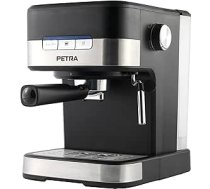 Petra PT4623VDEEU7 Pro Barista kafijas automāts, 1,5 litri, portafiltra automāts, espresso automāti, piena putotājs, itāļu 15 bāri, 1 vai 2 tasītēm, viens/dubults, kapučīno, 850 W, nesatur BPA