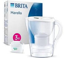 BRITA Marella ūdens filtra krūze, balta (2,4 l) ar 3x Maxtra Pro universālo kārtridžu – filtru, kas samazina kaļķakmens, hlora, svina, vara un garšu traucējošu vielu daudzumu ūdenī