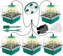 JJYDX mini siltumnīcas pavairošanas kaste: iepakojumā 5 siltumnīcas pavairošanas paplāte ar vāku un ventilāciju augiem, kas ideāli piemēroti sēklu dīgšanai un augu augšanai