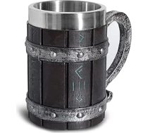 Alus Krūzes, Ziemeļvalstu vikingu rūnu alus glāzes Liela ozola alus krūze Kafijas krūze ar nerūsējošā tērauda koka sveķiem 3D, Krūzes vīriešiem, Tēva dienas dāvana 550ml