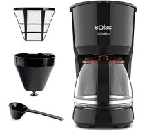 Solac CF4036 Coffee4You kafijas automāts, 1,25 L, līdz 12 tasītēm, stikla krūze, automātiska pilienu kontrole, sildīšanas plāksne karstai kafijai, ērta lietošana, mazgājams pastāvīgais filtrs, 750 W, melns, sarkans