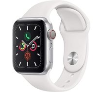 Apple Watch Series 5 40 mm (GPS + Cellular) — Aluminiumgehäuse Silber Weiß Sportarmband (Generalüberholt)