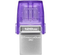 Kingston DataTraveler microDuo 3C USB zibatmiņas karte 128GB USB Gen 3 Type-C un Type-A — DTDUO3CG3/128GB purpursarkans + sudrabs ANEB0B1W3VLQKT