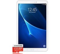 Samsung Galaxy Tab A T580 25,54 cm (10,1 collas) planšetdators (1,6 GHz astoņkodolu, 2 GB RAM, 32 GB eMMC, Wifi, Android 7.0) Balts + Samsung Evo Plus Micro SDXC 128 GB ANEB07DL64HKZT