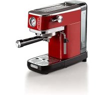Ariete Espresso Slim Metal 1381, kafijas automāts ar spiediena mērītāju, savietojams ar kafijas pulveri un ESE spilventiņiem, maksimālais spiediens 15 bāri, 1 vai 2 tases filtrs, kapučīno uzgalis, 1300 W, sarkans ANEB09TFTWVYWT