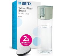 BRITA ūdens filtra pudele Gaiši zaļa pārnēsājama ūdens filtrēšanas pudele hidratācijai ceļā Filtrē hloru, organiskos piemaisījumus, hormonus un pesticīdus un saglabā svarīgas vielas.