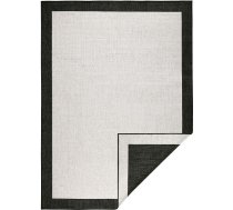 NORTHRUGS Panamas paklājs iekštelpām un ārpus telpām 80 x 250 cm - divpusējs paklājs, izturīgs pret laikapstākļiem, moderns, vienkāršs dizains ar apmali balkonam, terasei, dārzam, ziemas dārzam, viesistabai, ūdensizturīgs, melns, krēmkrā