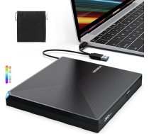 ORIGBELIE Ārējais DVD diskdzinis, USB 3.0 C tipa CD DVD +/-RW ārējais DVD ierakstītājs, īpaši plāns ārējais CD disks klēpjdatoram, galddatoram, iMac MacBook Pro/Air Windows 11/10/8/7/XP Linux Mac OS