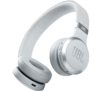 JBL Live 460NC bezvadu Bluetooth austiņas uz ausīm baltā krāsā, ar trokšņu slāpēšanu un balss asistentu, līdz 50 stundām mūzikas baudīšanas