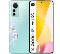 Xiaomi 12 Lite 5G viedtālrunis + austiņas, 8 + 128 GB mobilais tālrunis bez līguma, 6,55 collu 120 Hz AMOLED displejs, 108 MP trīskāršā kamera, 4300 mAh, 67 W turbo uzlāde, zaļš