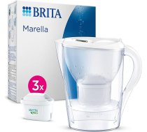 BRITA Marella ūdens filtra krūze balta (2,4 l), ieskaitot 3x Maxtra Pro All-in-1 kārtridžu - ūdens filtrs, kas samazina kaļķakmens, hlora, svina, vara un garšu traucējošu vielu daudzumu ūdenī