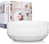 ALLUSEIT Keramiskais makaronu šķīvis, 6 gabali 800 ml balts porcelāna dziļo šķīvju komplekts, izliekts makaronu šķīvis, makaronu bļodas, kūku šķīvji, salātu šķīvji, vakariņu šķīvji, droši mikroviļņu krāsnī, trauku mazgājamā