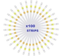 100 baseinu testera 3-in-1 ūdens testera sloksnīšu iepakojums precīzai ūdens analīzei, lai noteiktu brīvā hlora, broma, sārmainības un pH vērtības - vienkāršs ķīmiskais tests.