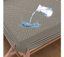 Augstākās kvalitātes matrača aizsargs, ūdensizturīgs 90 x 200 cm pieguļošs palags, grezns, 3D raksts, īpaši uzsūcošs, elpojošs matrača pārvalks, ūdensnecaurlaidīgs matrača aizsargs, mitruma aizsardzība, pieguļoša palaga - pelēka