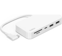 Hub connect usb-c 6-in-1 multiport hub ar 2xusb-a/1xusb-c pd3.0/1xrj45 gigabit/1xsd karšu lasītājs/1xmicrosd karšu lasītājs balts