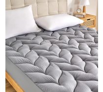 SONIVE Stepēts matrača pārvalks ar nanotex piedevu, īpaši pūkains, mīksts, elpojošs, bez trokšņa, atvēsinošs, pelēks, 135 x 190 cm