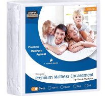 Utopia Bedding Premium Zippered Mattress Protector (piemērots 8" matračiem, divvietīgs) Ūdensnecaurlaidīgs un no kukaiņiem aizsargāts matrača aizsargs - sešpusējs matrača pārvalks