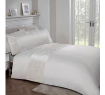 Sleepdown Ziedu samta ziedu komplekts Ivory Cream Luxury Soft Easy Care sega ar spilvendrānām King Size (220 x 230 cm) Poliesters