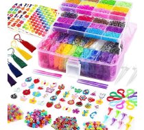 Loom Bands komplekts XXL korpuss ar bagātīgiem piederumiem Vairāk nekā 15000+ gumijas 28 krāsās, ieskaitot kaklarotas, gredzenus un elastīgās lentas aproces Padari pats Gumijas amatniecības komplekts bērniem no 6 gadiem