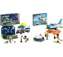 LEGO Friends Stargazer kempinga transportlīdzekļa komplekts un draugu jūras glābšanas lidmašīna, lidmašīnas rotaļlieta