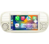 Automašīnas radio Fiat 500 2007 2008 2009 2009 2010 2011 2011 2012 2013 2014 2015, Android 12 sistēma 2G + 64G ar GPS navigāciju CarPlay Android Car, 7 collu IPS skārienjūtīgais ekrāns WLAN Bluetooth FM stūres vadības stūre