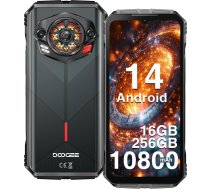 DOOGEE S Punk Phone Shatterproof Android 14 16GB RAM (6+10) + 256GB ROM 6.58" FHD+ 90Hz 10800mAh 33W kamera 50MP viedtālrunis Shatterproof Beautiful LED Lighting Effects