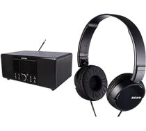 Grundig DTR 7000 All-in-One interneta radio melns un Sony MDR-ZX110 salokāmas virs galvas austiņas, melnas ANEB09JWXR425T